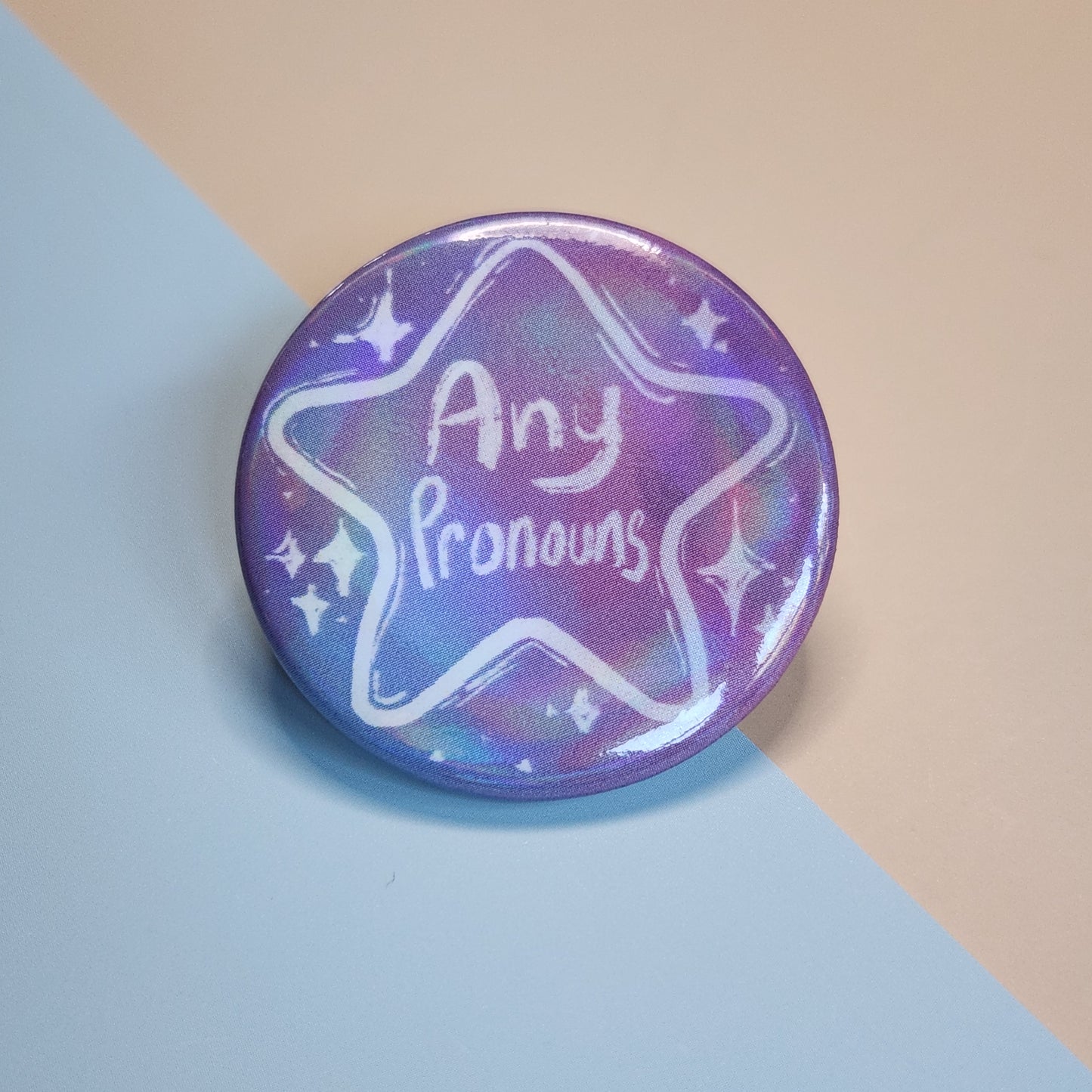 Pronoun Pin Holographic Buttons